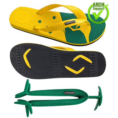 Aussie Print Thongs + Additional Wide Straps - Boomerangz Footwear