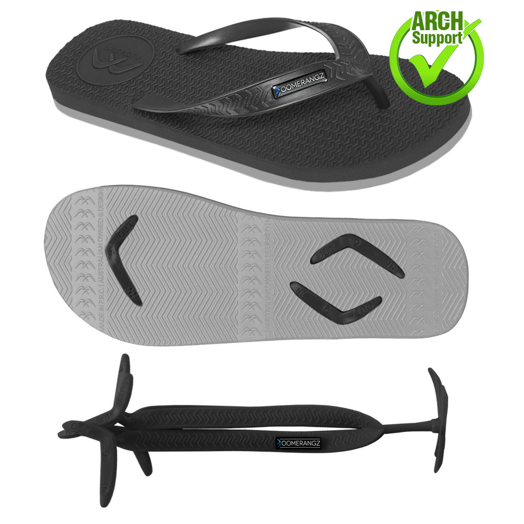 Men's Black/Grey WIDE Strap Thongs + Additional Regular Straps