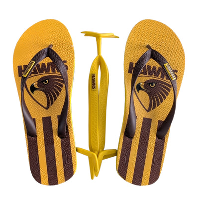 AFL - Hawthorn Hawks Thongs + Additional Straps - Boomerangz Footwear