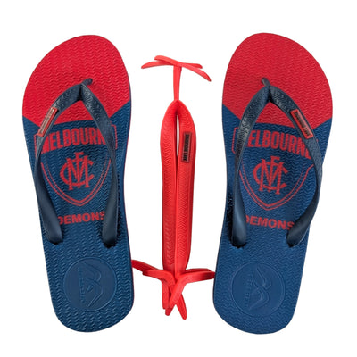 AFL - Melbourne Demons Thongs + Additional Straps - Boomerangz Footwear