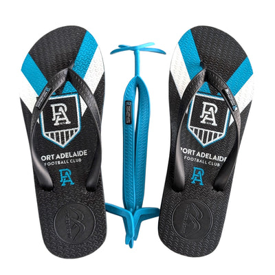 AFL - Port Adelaide Power Thongs + Additional Straps - Boomerangz Footwear